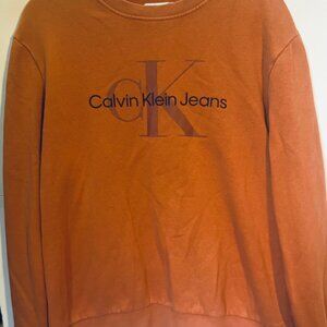 Calvin Klein Sweatshirt L Auburn Pullover Logo Crewneck Casual Streetwear Clean